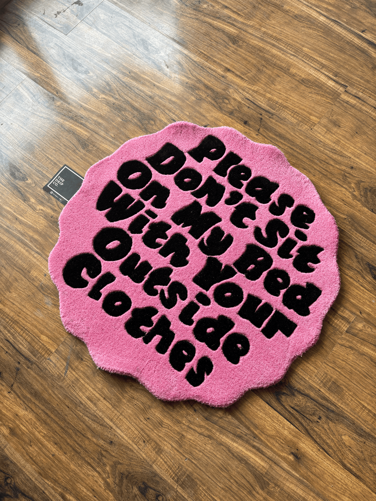 Please don't sit on my bed tufted Custom Rug by THE DRIP CO. RUGS