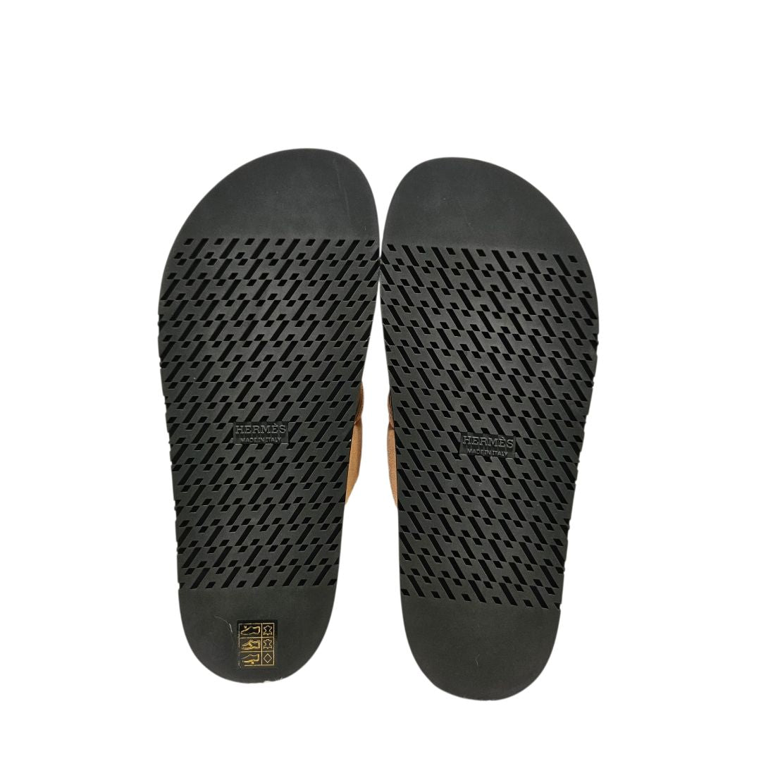 Hermès Extra Sandals – Beige Suede Goatskin Edition