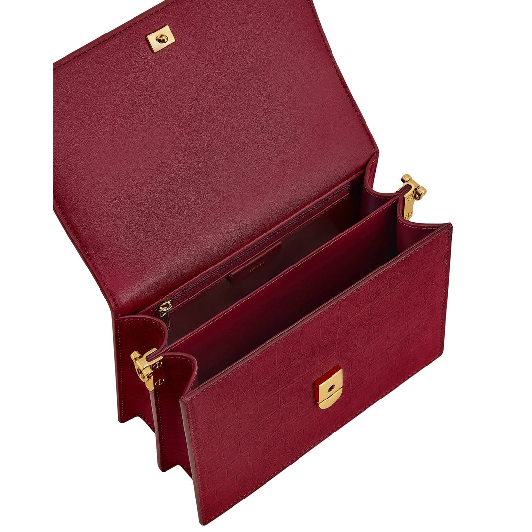 JW PEI Mini Flap Faux Suede Croc Embossed Crossbody - Burgundy by JW PEI