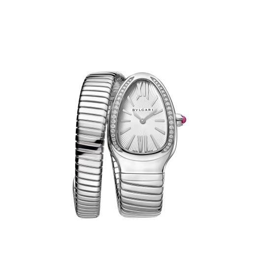 Serpenti Tubogas Diamond Bezel Steel Single Spiral Watch