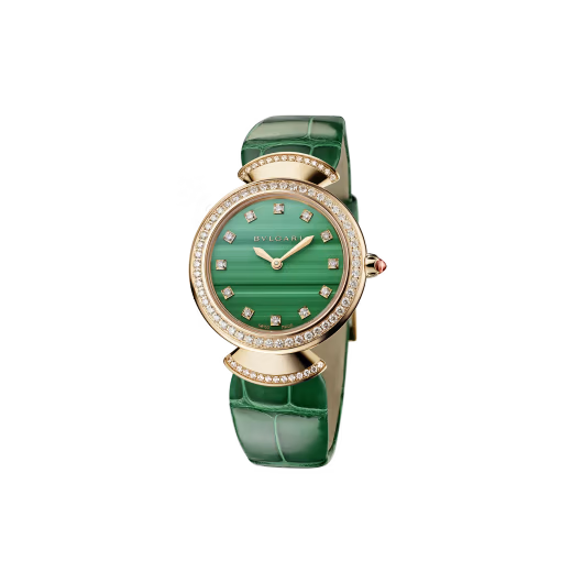 Divas’ Dream Rose Gold Diamond Malachite Watch
