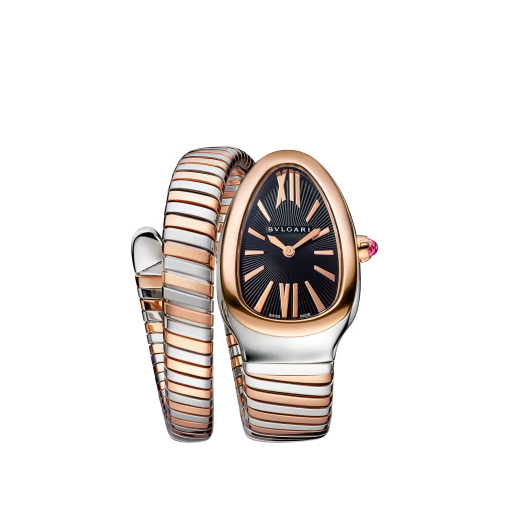 Serpenti Tubogas Rose Gold Steel Black Dial Watch