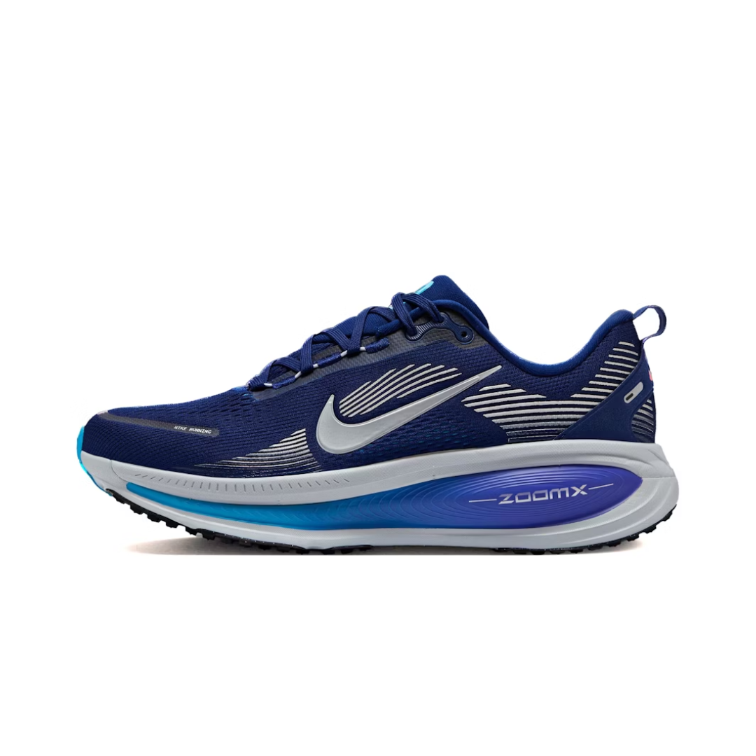 Nike Vomero 18 Blue Void Blue Lightning Bright Crimson Metallic Silver by NIKE RUNNING