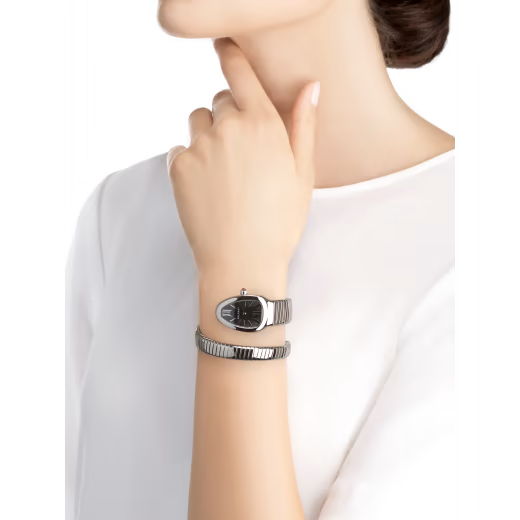 Serpenti Tubogas Steel Single Spiral Black Dial Watch
