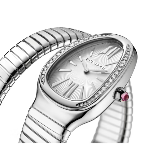 Serpenti Tubogas Diamond Bezel Steel Single Spiral Watch