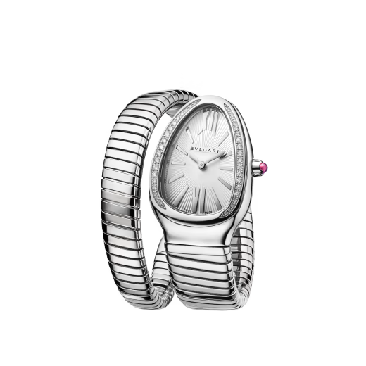 Serpenti Tubogas Diamond Bezel Steel Single Spiral Watch