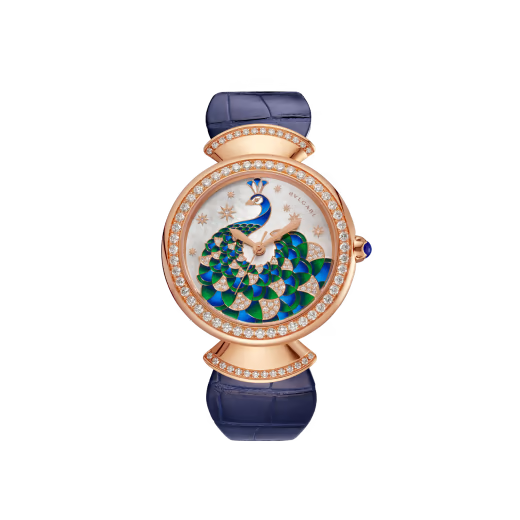 Divas’ Dream Rose Gold Diamond Peacock MOP Watch