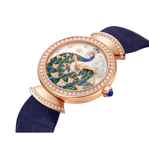 Divas’ Dream Rose Gold Diamond Peacock MOP Watch