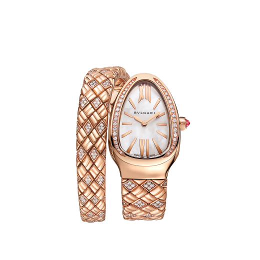 Serpenti Spiga Rose Gold Diamond MOP Watch