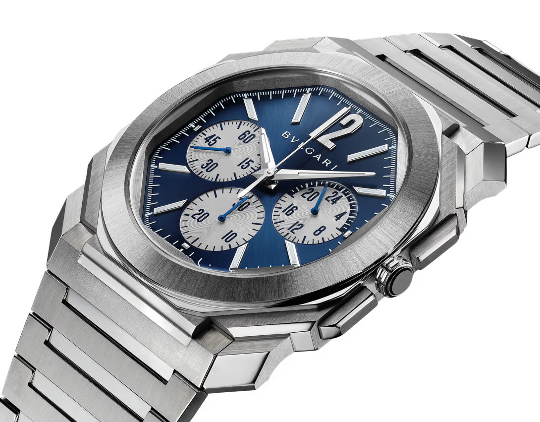 Octo Finissimo Steel Blue Chrono GMT