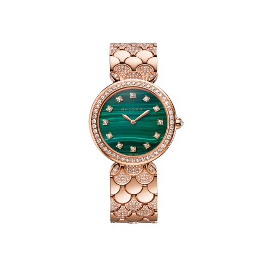 Divas’ Dream Rose Gold Diamond Malachite Watch