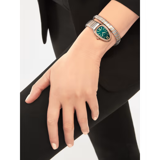 Serpenti Tubogas Rose Gold Green Diamond Watch