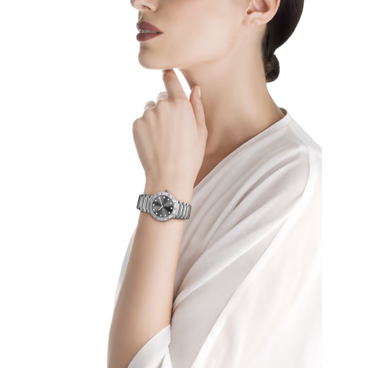 Bvlgari Steel Anthracite Diamond Watch