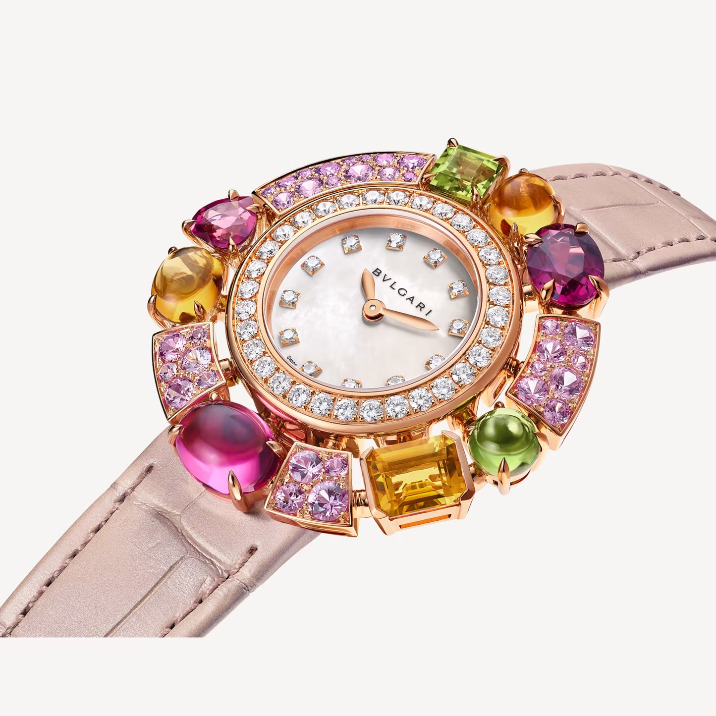 Allegra Rose Gold Diamond Pink Sapphire MOP Watch