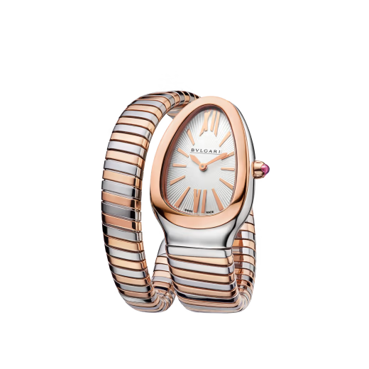 Serpenti Tubogas Rose Gold Steel White Dial Watch
