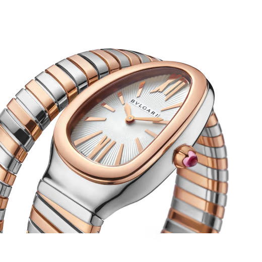 Serpenti Tubogas Rose Gold Steel White Dial Watch