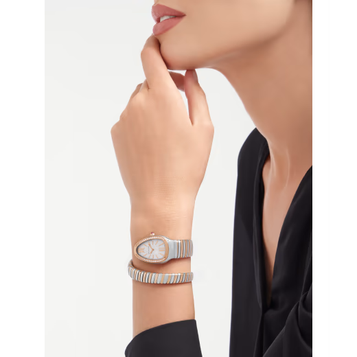 Serpenti Tubogas Rose Gold Diamond Single Spiral Watch