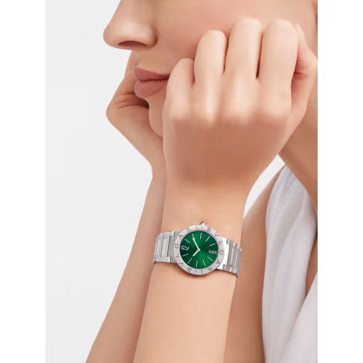 Bvlgari Steel Green Sunray Watch