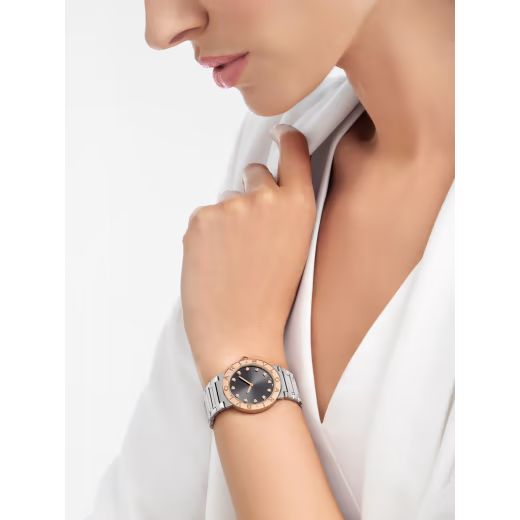Bvlgari Rose Gold Steel Anthracite Diamond Watch