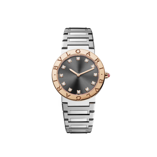 Bvlgari Rose Gold Steel Anthracite Diamond Watch