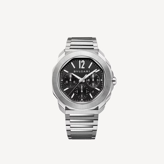 Octo Roma Steel Black Chronograph