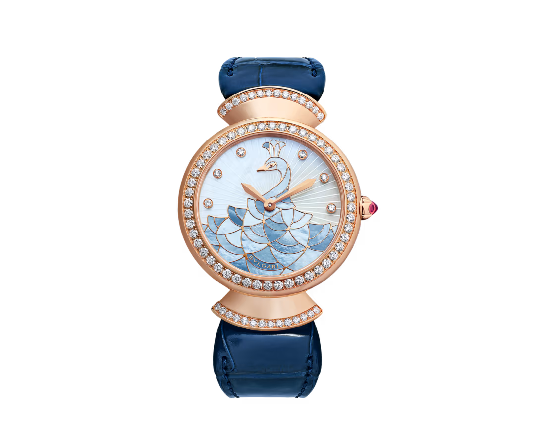 Divas’ Dream Rose Gold Diamond Peacock MOP Watch