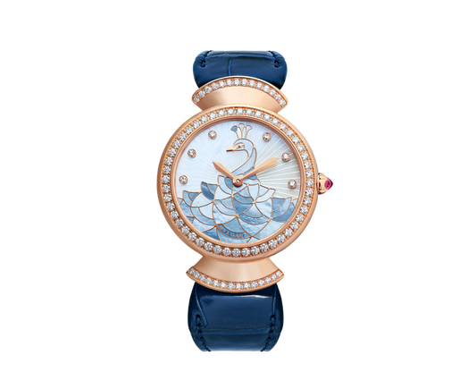 Divas’ Dream Rose Gold Diamond Peacock MOP Watch