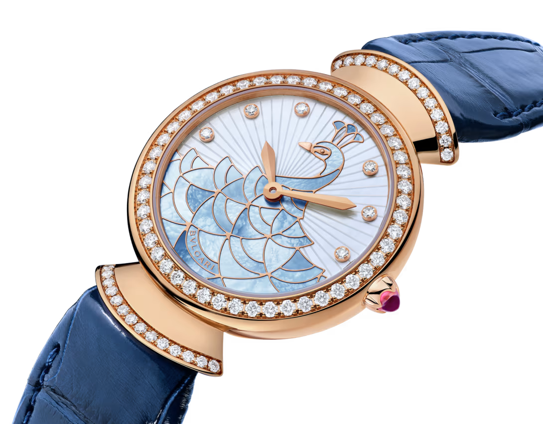 Divas’ Dream Rose Gold Diamond Peacock MOP Watch