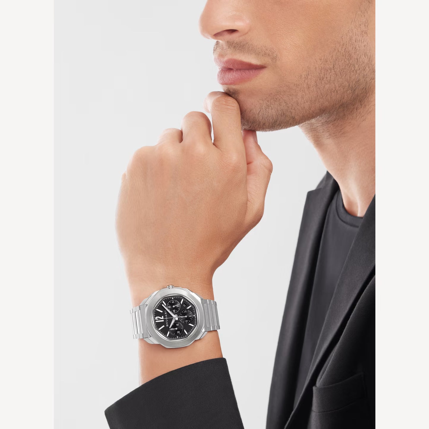 Octo Roma Steel Black Chronograph