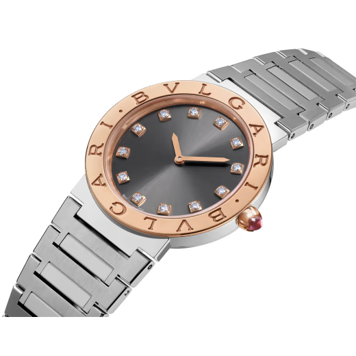 Bvlgari Rose Gold Steel Anthracite Diamond Watch