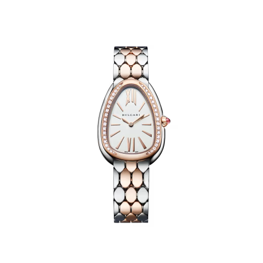 Serpenti Seduttori Steel & Rose Gold Diamond Bezel Watch