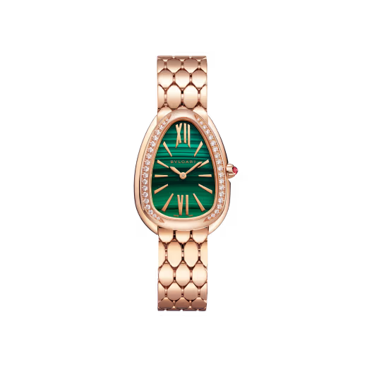Serpenti Seduttori Rose Gold Diamond Malachite Watch