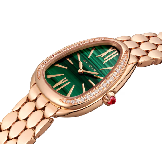Serpenti Seduttori Rose Gold Diamond Malachite Watch