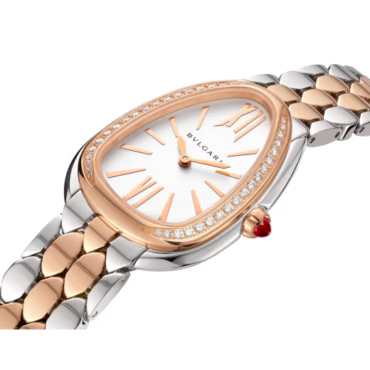 Serpenti Seduttori Steel & Rose Gold Diamond Bezel Watch