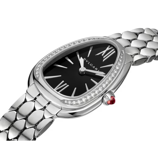 Serpenti Seduttori Black Diamond Steel Watch