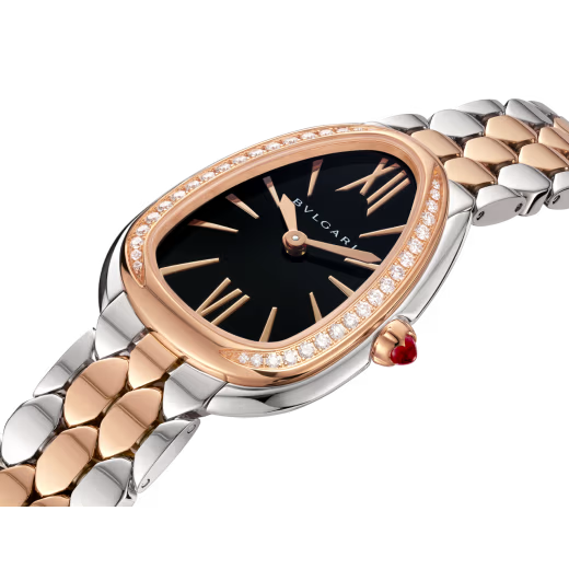 Serpenti Seduttori Two-Tone Diamond Bezel Black Dial Watch
