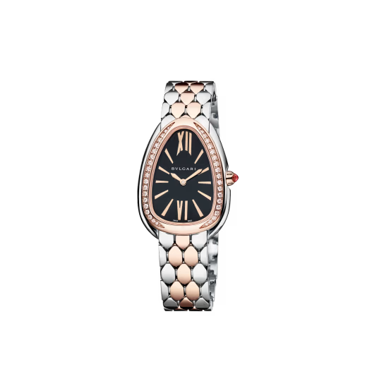 Serpenti Seduttori Two-Tone Diamond Bezel Black Dial Watch