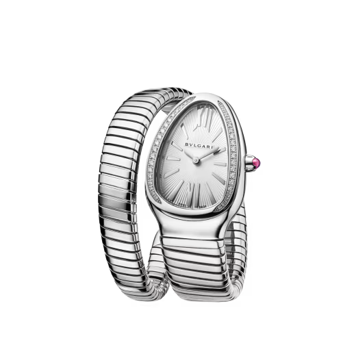 Serpenti Tubogas Diamond Bezel Steel Single Spiral Watch