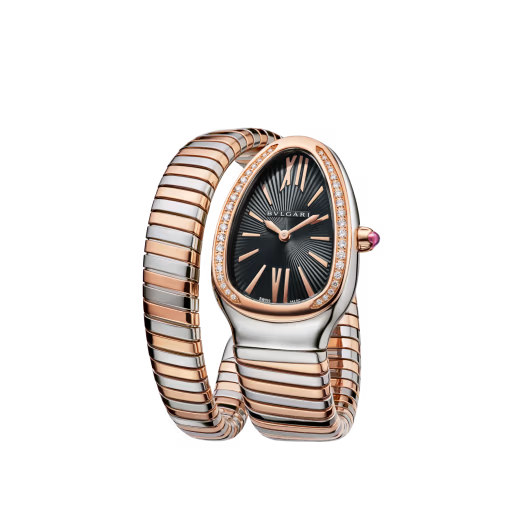Serpenti Tubogas Rose Gold Diamond Black Watch