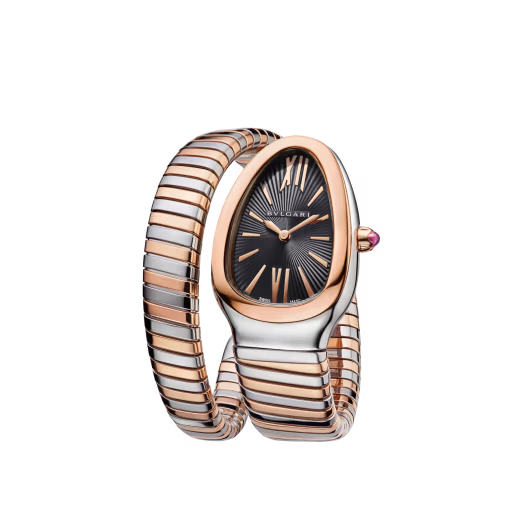 Serpenti Tubogas Rose Gold Steel Black Dial Watch