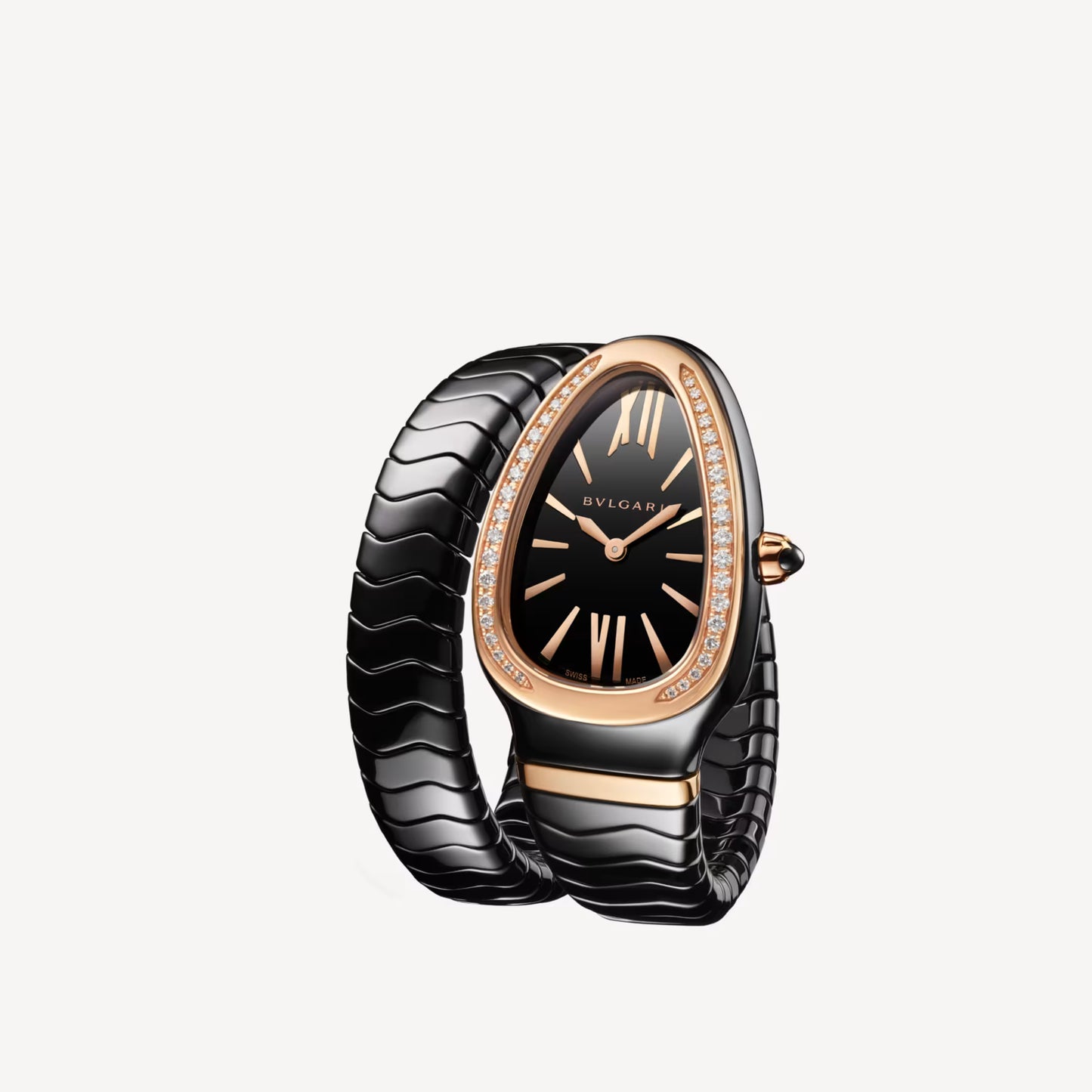 Serpenti Spiga Black Ceramic & Rose Gold Diamond Watch