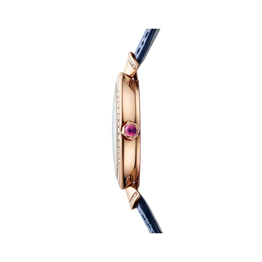 Divas’ Dream Rose Gold Diamond Blue Wood Watch