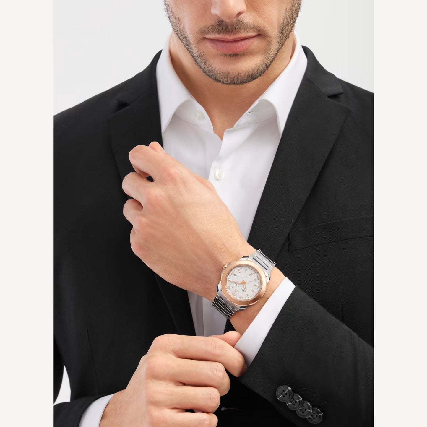 Octo Roma Steel Rose Gold Grey Watch