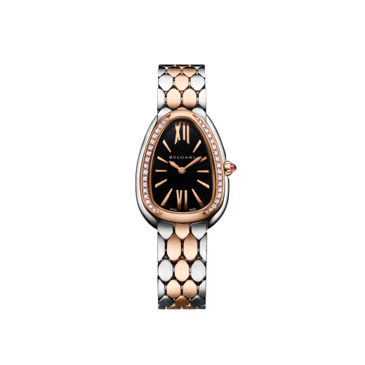 Serpenti Seduttori Two-Tone Diamond Bezel Black Dial Watch