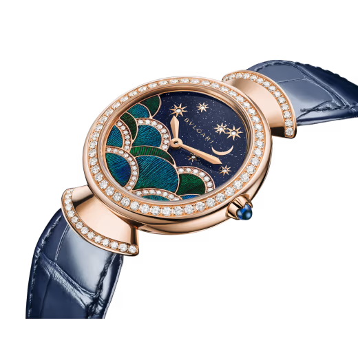 Divas’ Dream Rose Gold Diamond Blue Aventurine Watch