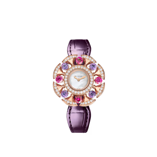 Divas’ Dream Rose Gold Diamond Amethyst MOP Watch