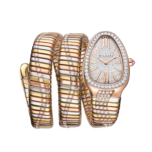 Serpenti Tubogas Infiniti Tri-Gold Diamond Double Spiral Watch