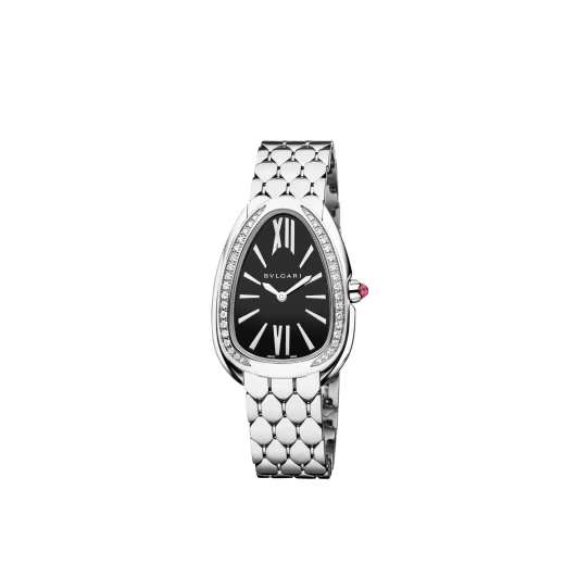 Serpenti Seduttori Black Diamond Steel Watch