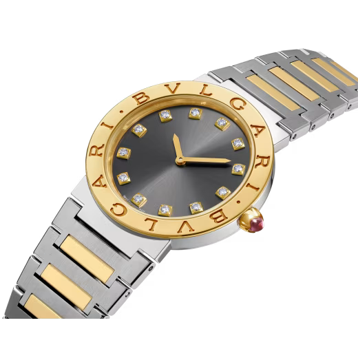 Bvlgari Yellow Gold Steel Anthracite Diamond Watch