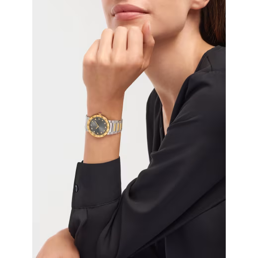 Bvlgari Yellow Gold Steel Anthracite Diamond Watch